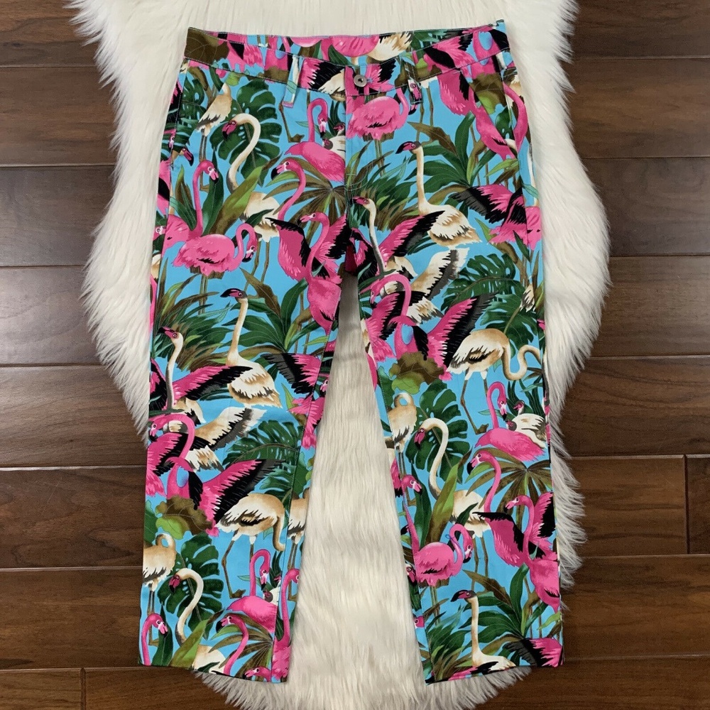 Loudmouth Golf Flamingo Print Capri Cropped Pants